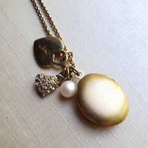 Vintage Gold tone Monet Charm Locket Necklace